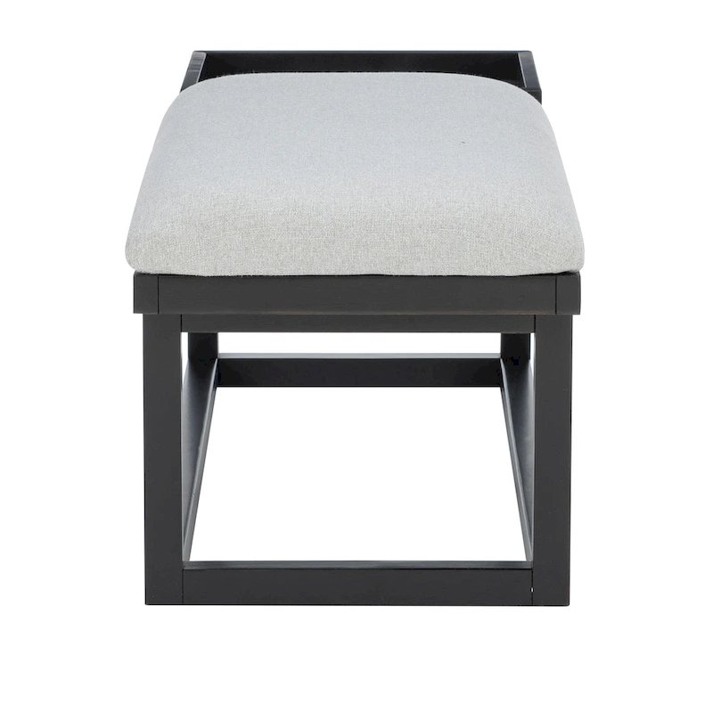 Aliza Grey Upholstered Solid Wood Bench with Tray