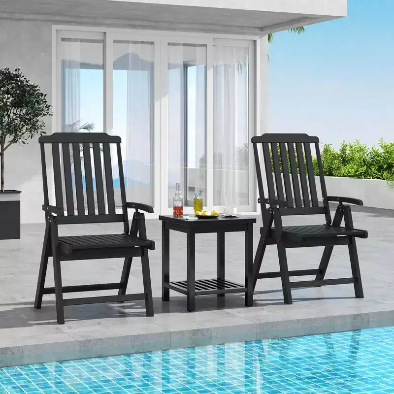 Costway Foldable Patio Chair with Armrest, Curved Back, Slatted Seat for Backyard Deck Brown/Gray/Black/White