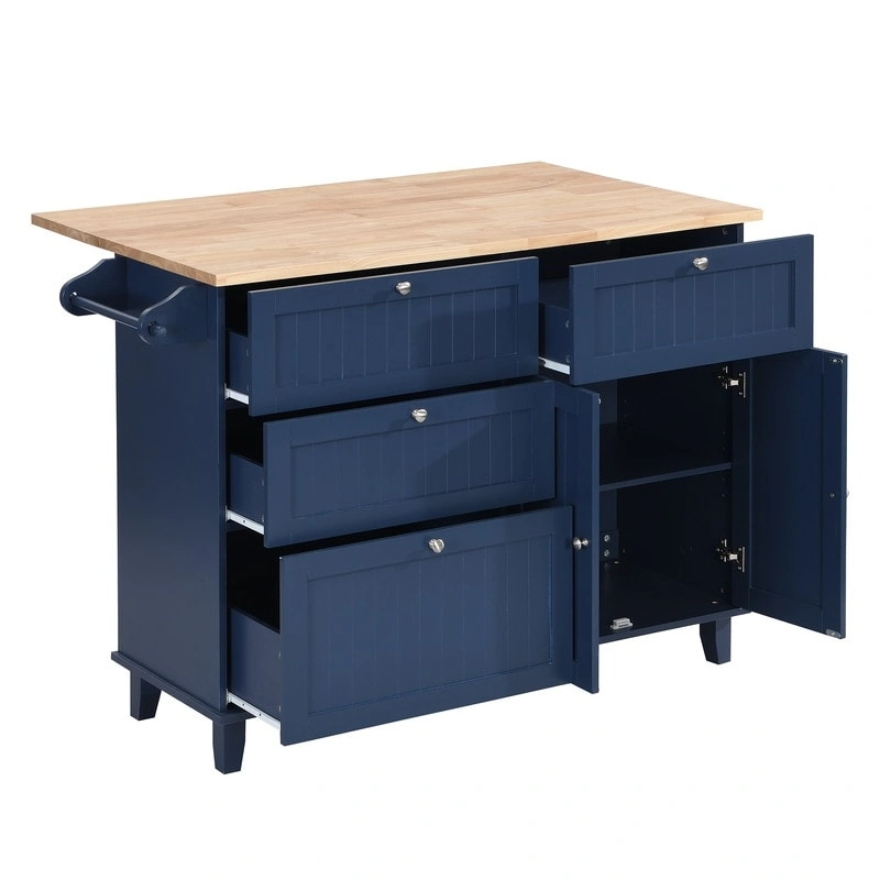 Kitchen Island Set with Drop Leaf and 2 Seatings