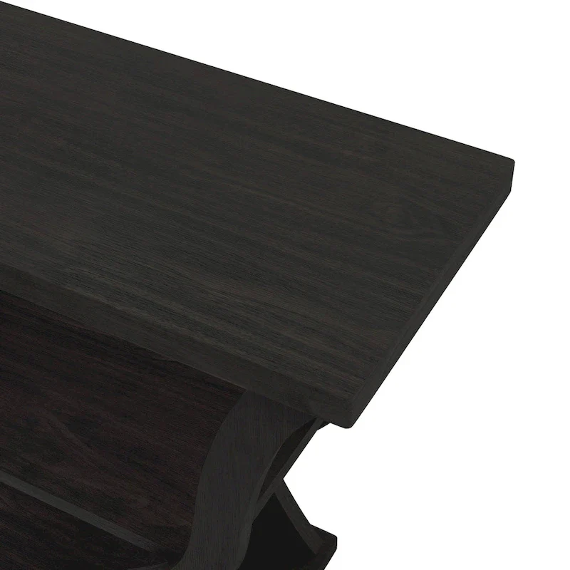 Espresso Particle Board Console Table with Open Shelf & Tapered Profile – Transitional Style