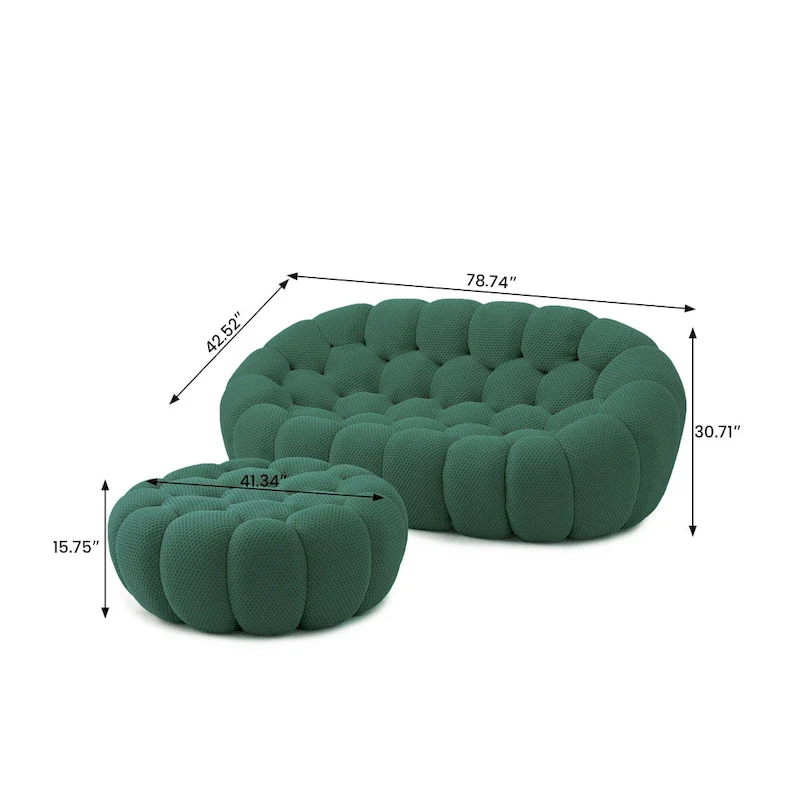 3D Honeycomb Fabric Upholstered Bubble Sofa Modern Loveseat