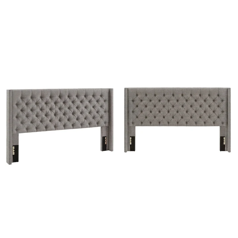 Detmold King Wingback Button Tufted Linen Fabric Headboard