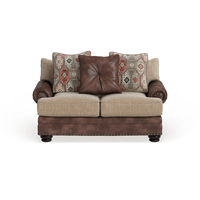 Dhirendra Traditional Brown Faux Leather Loveseat by Furniture of America