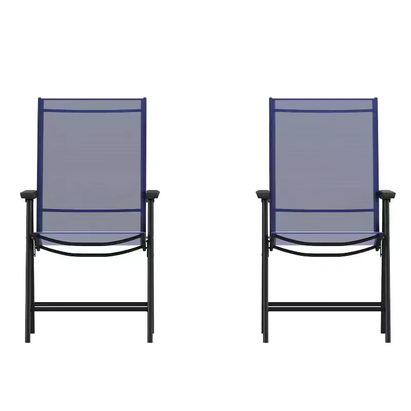 Emma and Oliver Outdoor Folding Patio Sling Chair / Portable Chair (2 Pack)