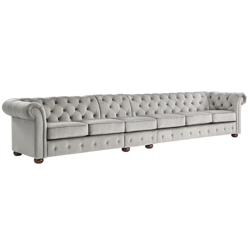 Knightsbridge Light-grey Extra Long Chesterfield Sofa by iNSPIRE Q Artisan