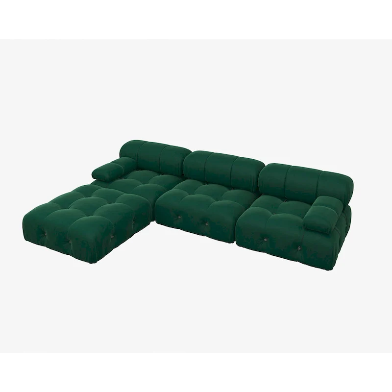 104  Wide Velvet Reversible Modular Sofa & Chaise with Ottoman