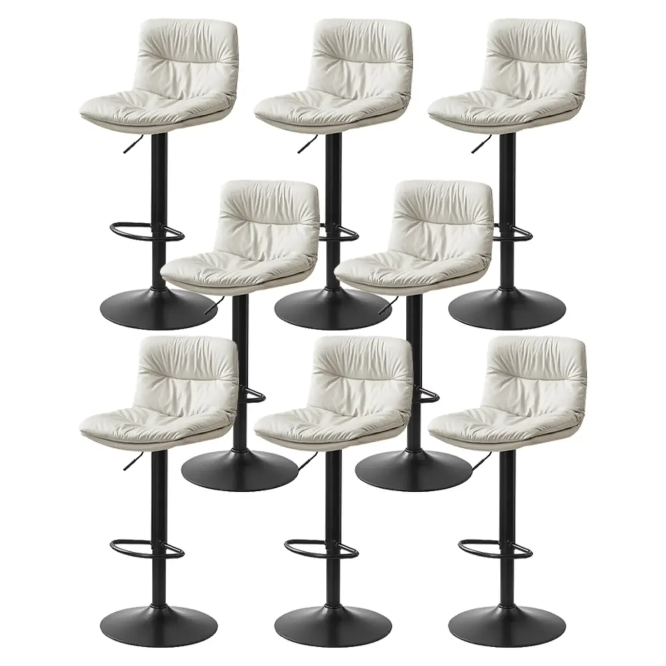 Modern Leather Saddle Swivel Adjustable Bar Stool