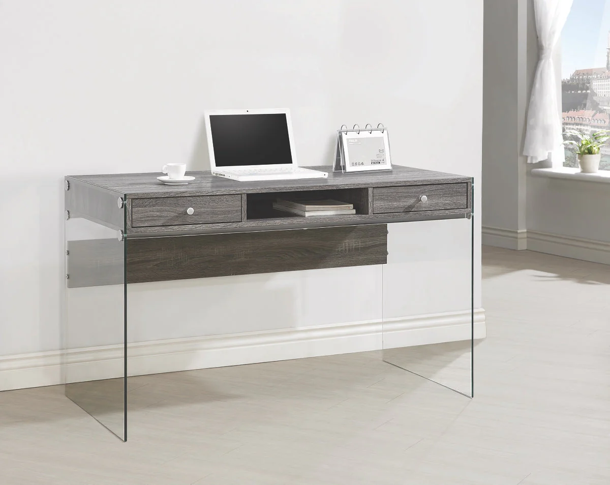 Debbie Writing Desk with Glass Legs in 2 Finishes