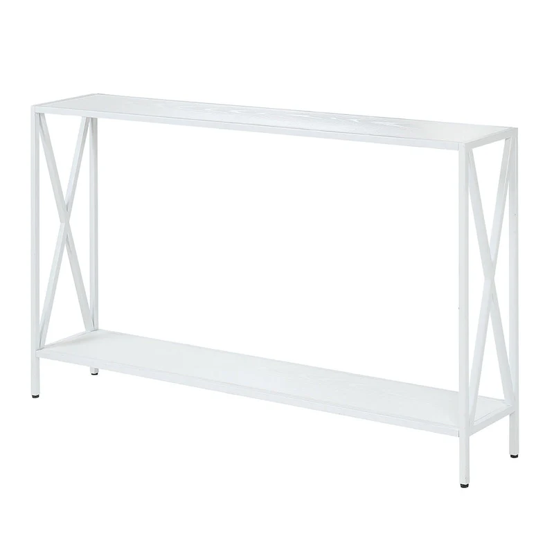 Farmhouse Industrial Console Table with Shelf