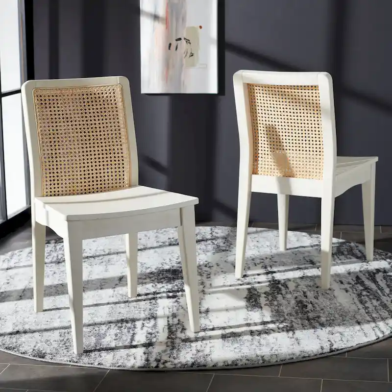 Coastal Rattan Dining Chair Set of 2 | Natural Finish | 18.9