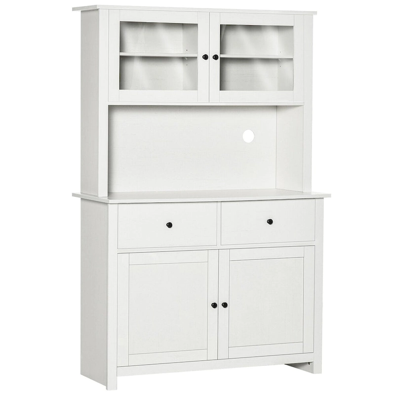 63.5  Kitchen Buffet w/ Hutch, 4 Shelves, Drawers, Framed Glass Doors