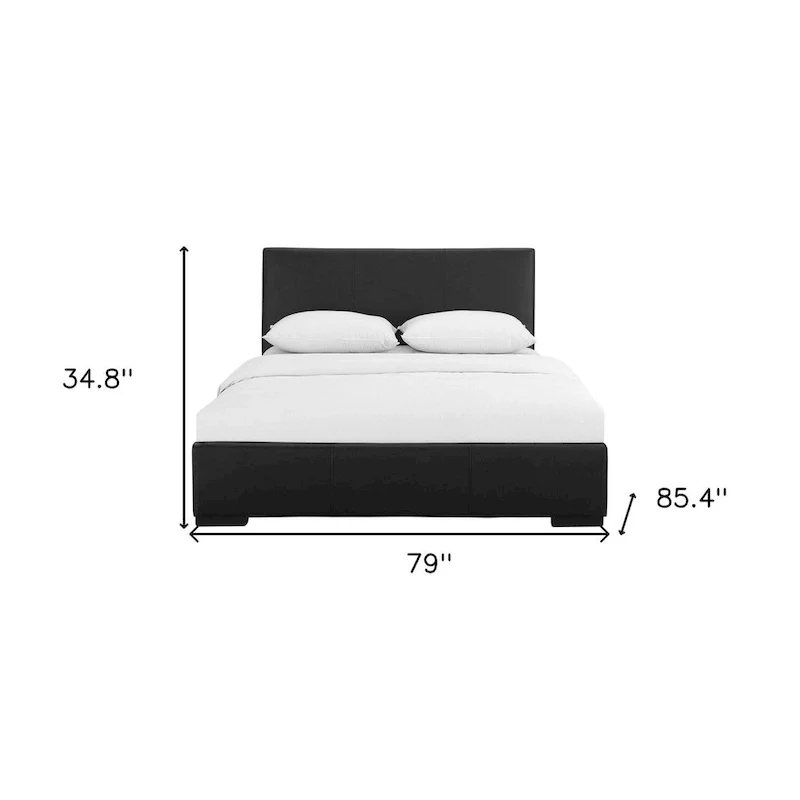 Black Faux Leather King Platform Bed Frame with Headboard – Contemporary Style, Sleeps 1–2