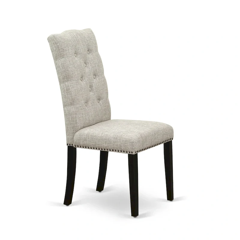 3 Piece Dining Table Set Contains a Round Dining Table and 2 Linen Fabric Parson Chairs, (Finish Options)