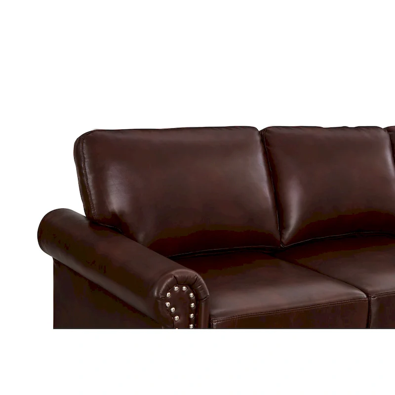 Living Room Sofa Loveseat Black Faux Leather