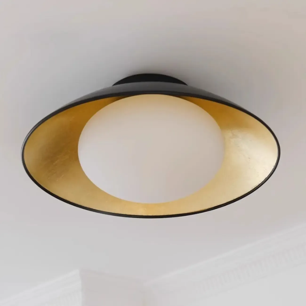Simple Barn Shape Metal Semi Flush Ceiling Light