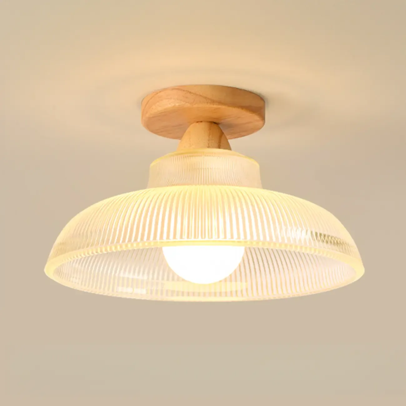 Modern LED Semi-Flush Ceiling Light with Clear Shade