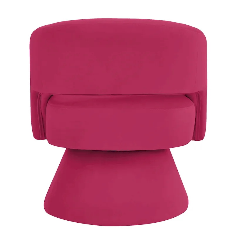 Modern Swivel Barrel Chair, Upholstered Velvet Round Accent Chairs,360 Degree Comfy Swivel Chair with Open Backrest