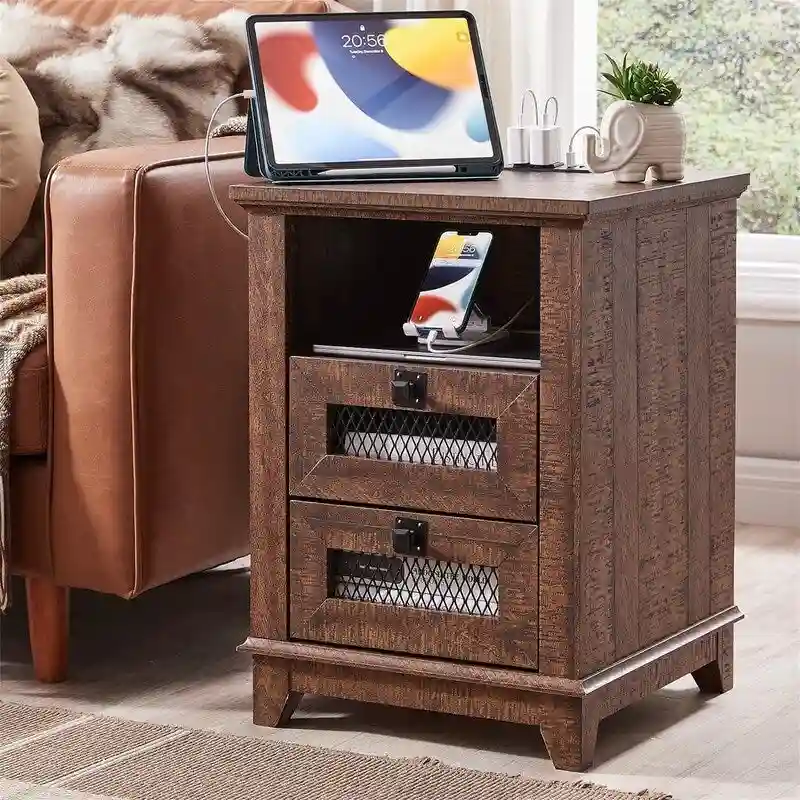End Table with 2 Drawers - 18 D x 18 W x 24 H