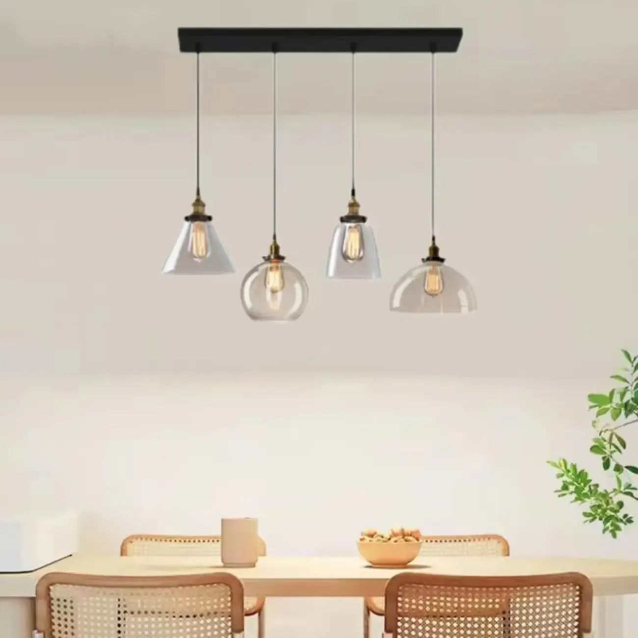 Modern Glass Geometric Island Pendant Light for Kitchen Area