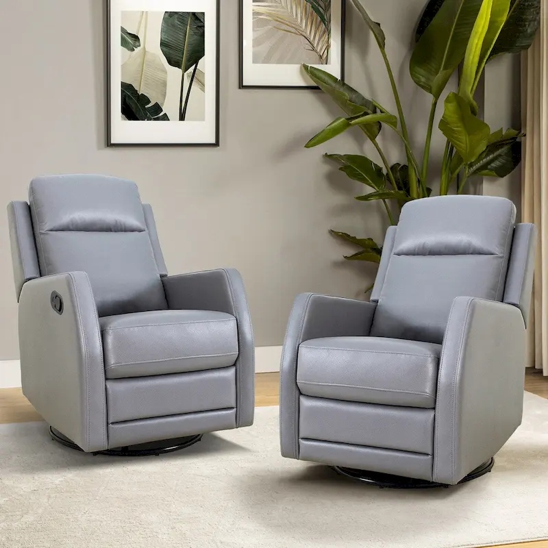 Esteban Swivel Recliner with Tufted Back Set of 2 by HULALA HOME
