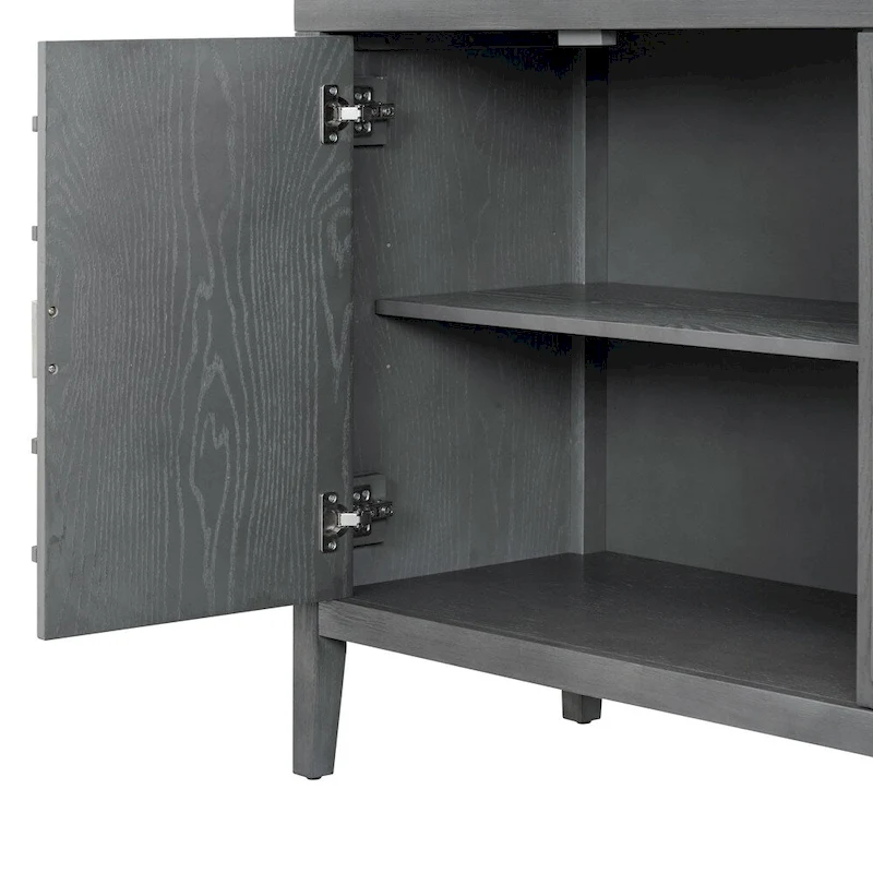 Retro Sideboard with Circular Groove Design Metal Handle