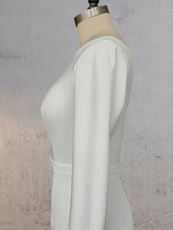 Mermaid Scoop Neck V Back Satin Wedding Dress