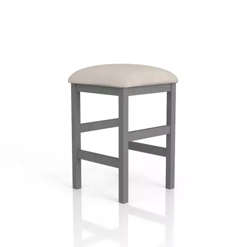 24/7 Shop At Home Gardenside Upholstered Square Counter Height Barstools, Wood Legs & Footrest: Light Gray/Beige