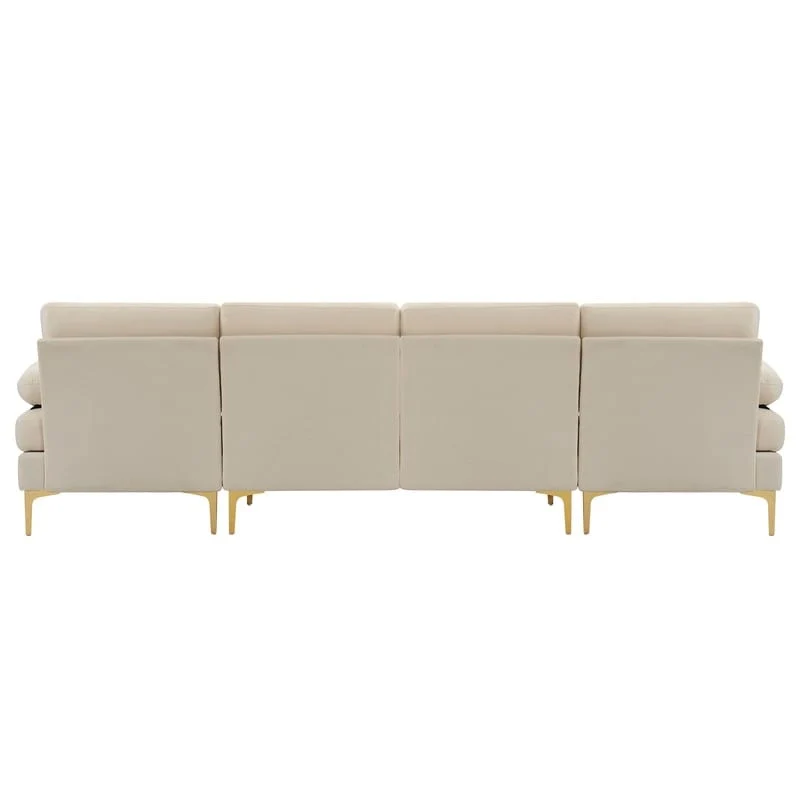 U-shaped Soft-Covered Armrest Backrest Seat Sectional Sofa Beige