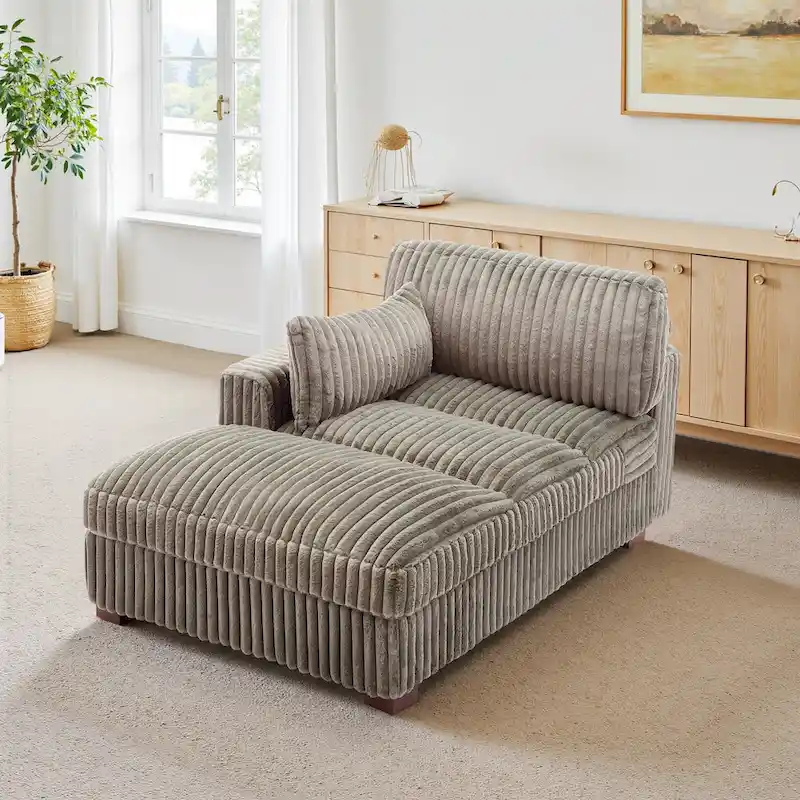 Upholstered Plush Chaise Lounge Chair for Interior