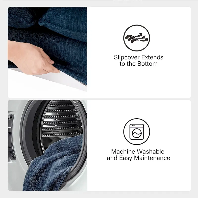 Elias Modern Slipcovered Sofa with Cup Holder and Reversible Cushions by HULALA HOME