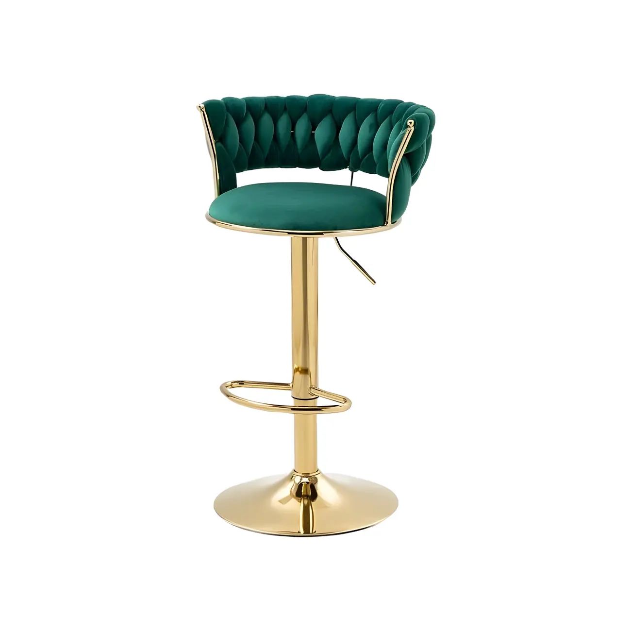 Gold Base Low Back Adjustable Swivel Bar Stool