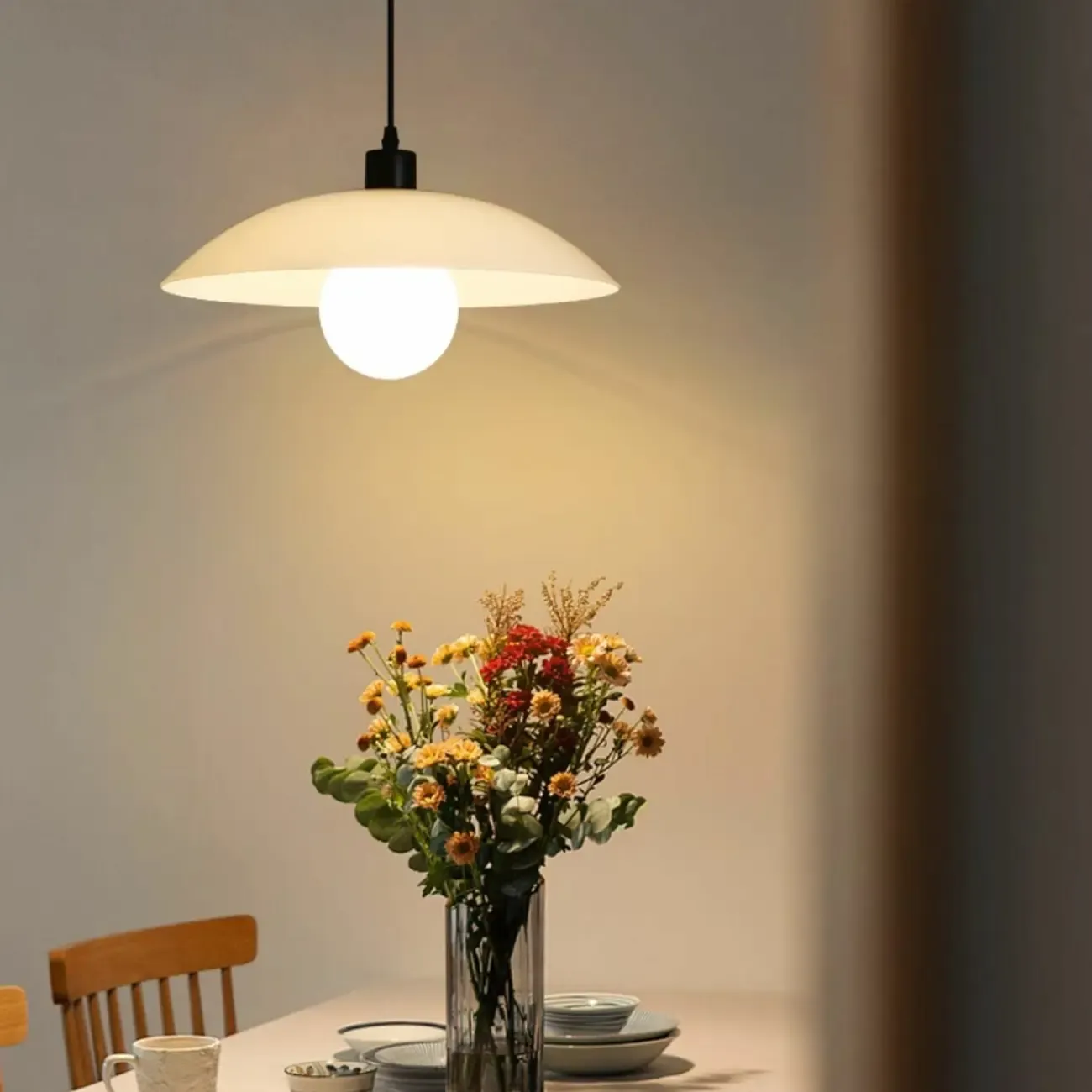 Modern White Glass Adjustable Dining Pendant Lighting