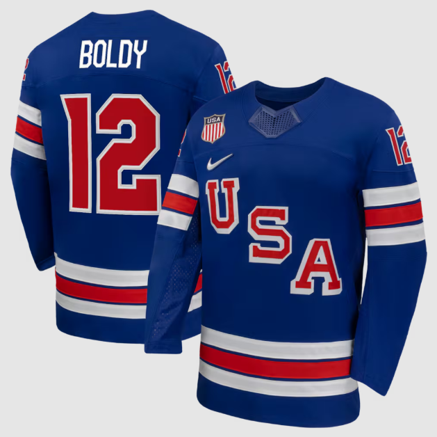 US Hockey Matthew Boldy Royal 2026 Home Jersey