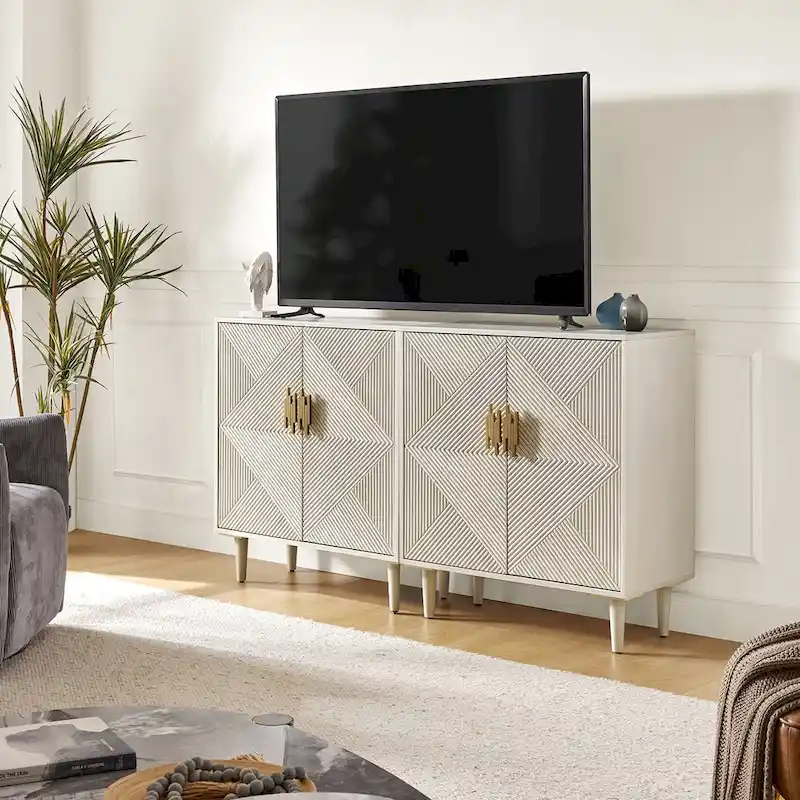 Damien Morden Storage TV Stand with Adjustable Shelves Set of 2 by