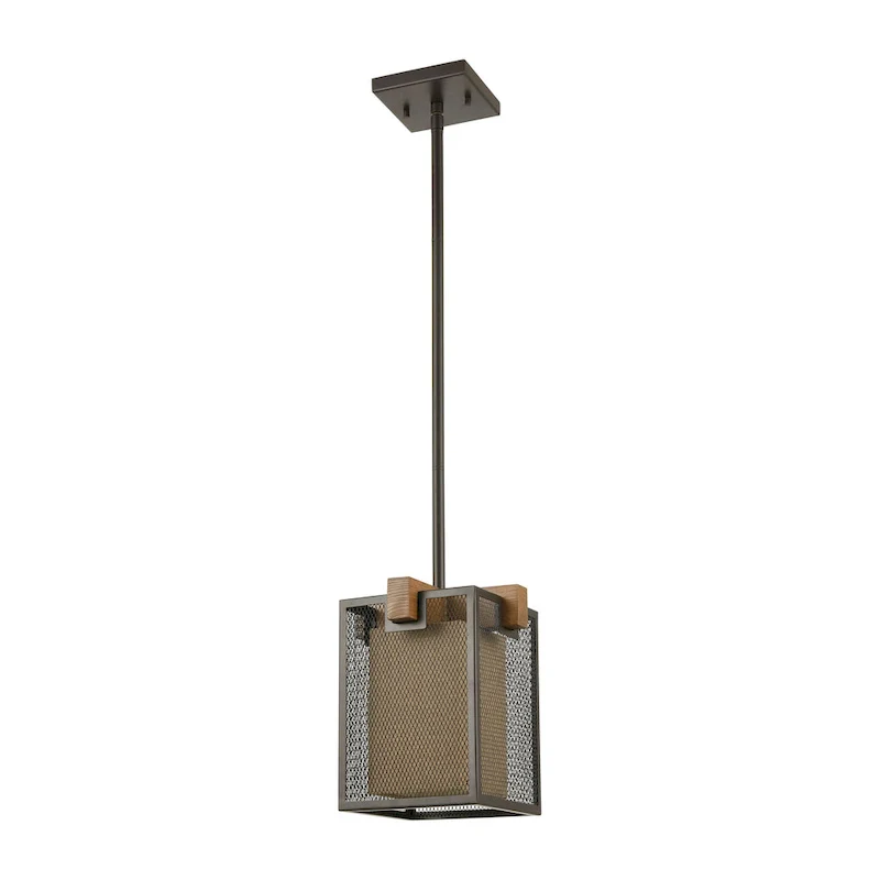 Elk Home Crossbeam Oil Rubbed Bronze Fabric 1 Light Pendant