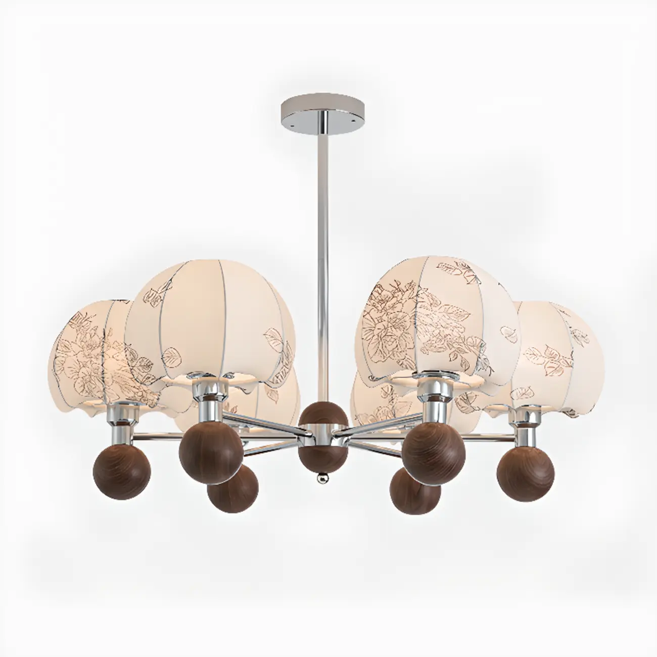 Rustic Beige Flower Fabric Elegant Chandelier