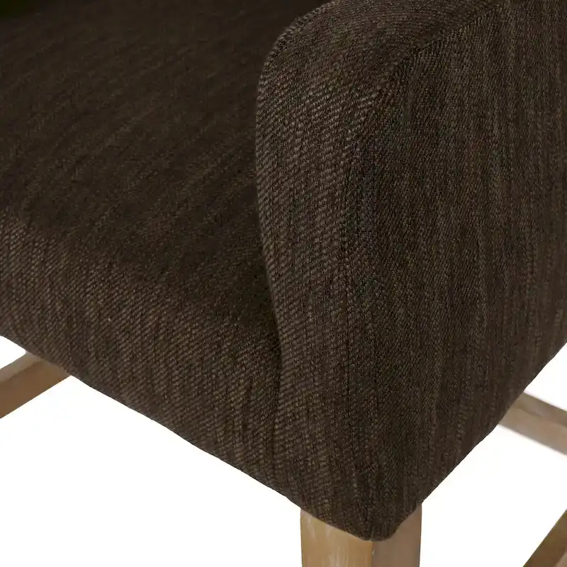Upholstered 26-Inch Counter Stool with Armrests & Rubberwood H-Frame Base