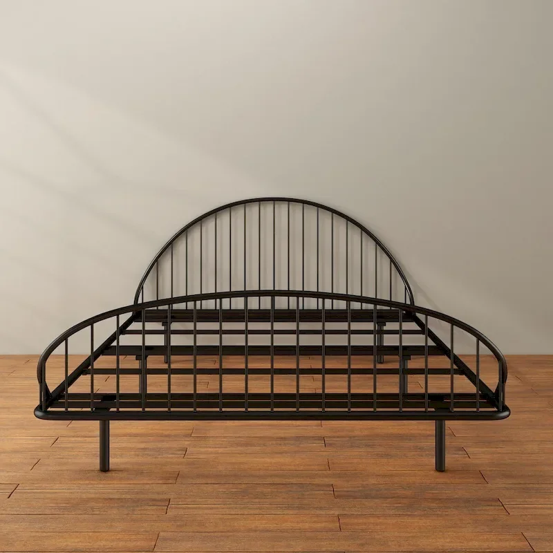 Furniture of America Duke Curved Metal Powder Coated Bed Frame, No Box Spring Needed