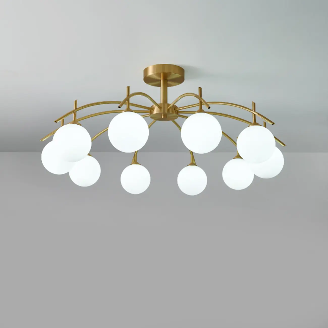Classic Large Globe Glass Golden Semi Flush Mount Ceiling Light
