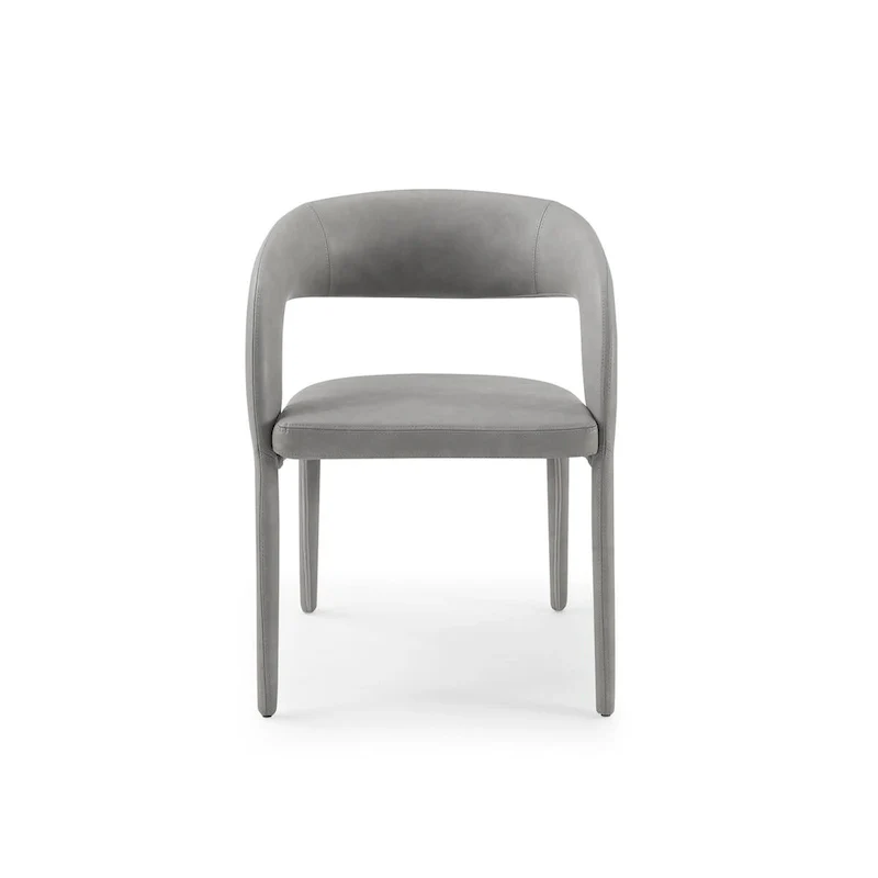 Grey Leatherette Dining Chair, Modern Style, Seats 1