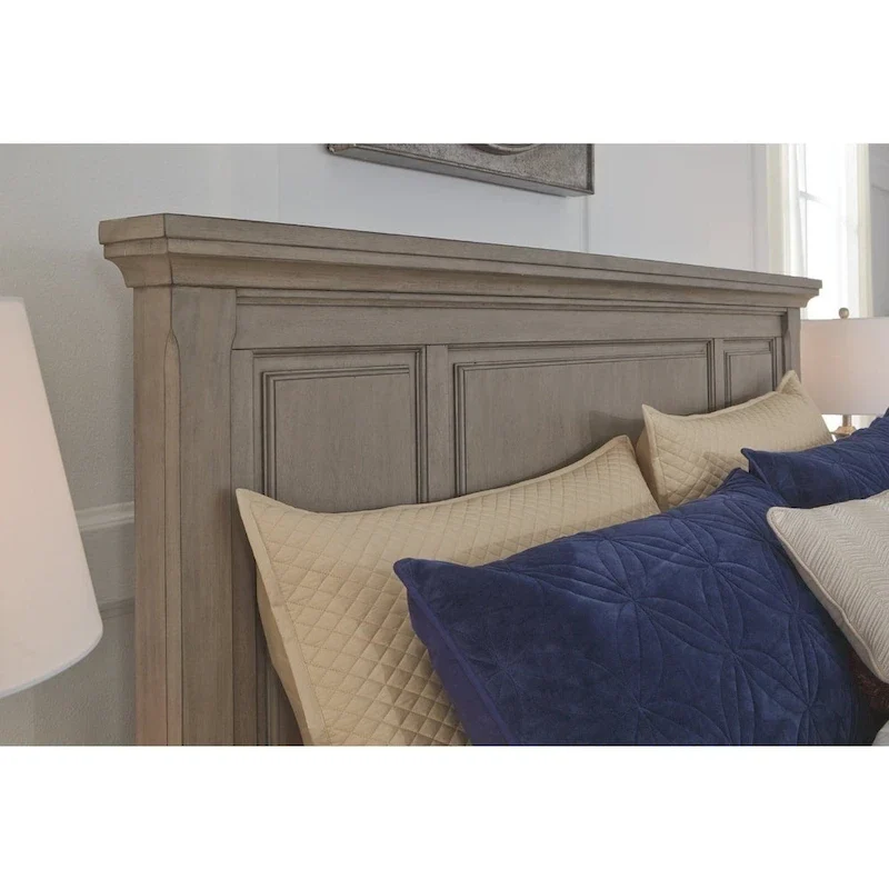 Light Grey Wood Panel Bed