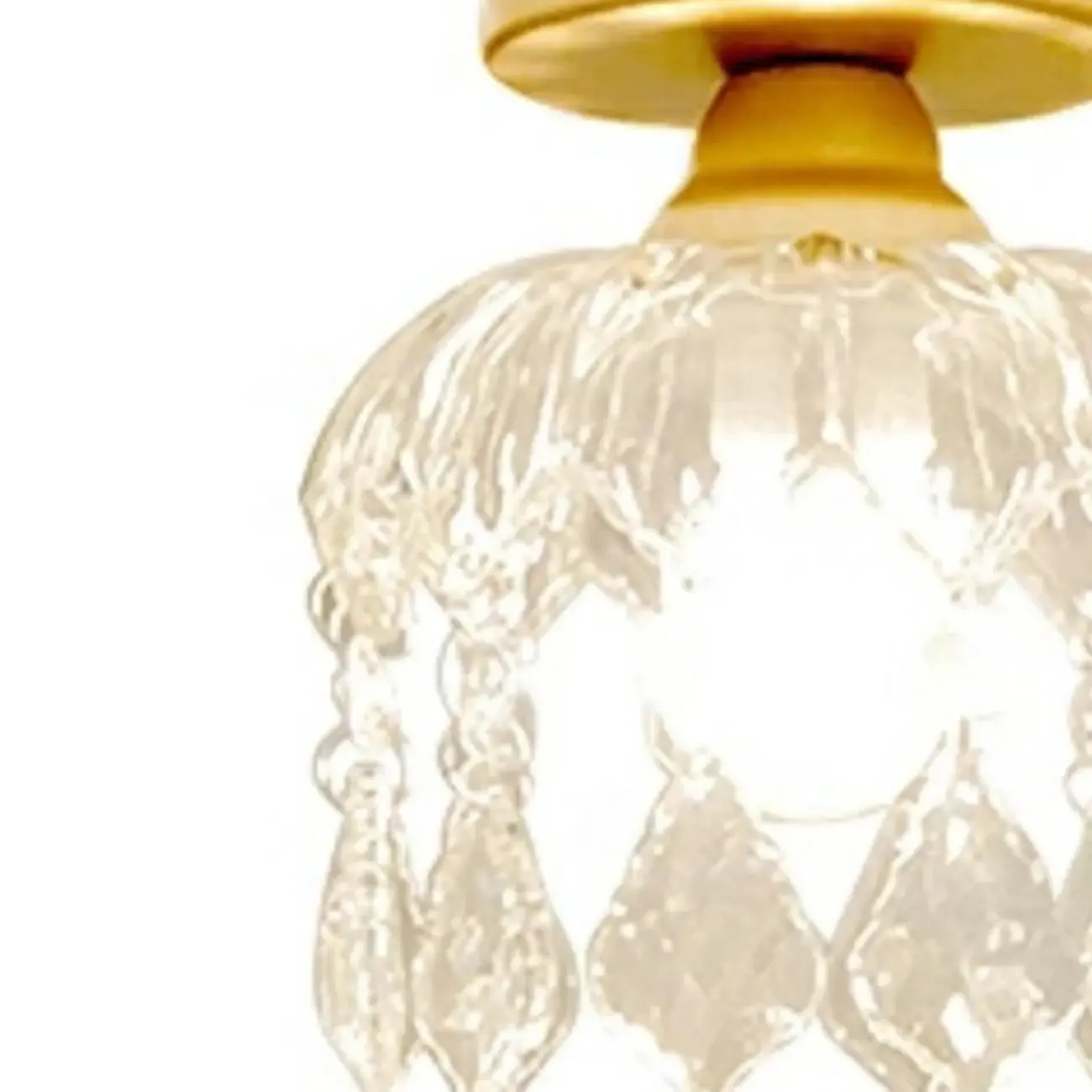 Modern Mini Semi Flush Mount Gold Crystal Ceiling Light