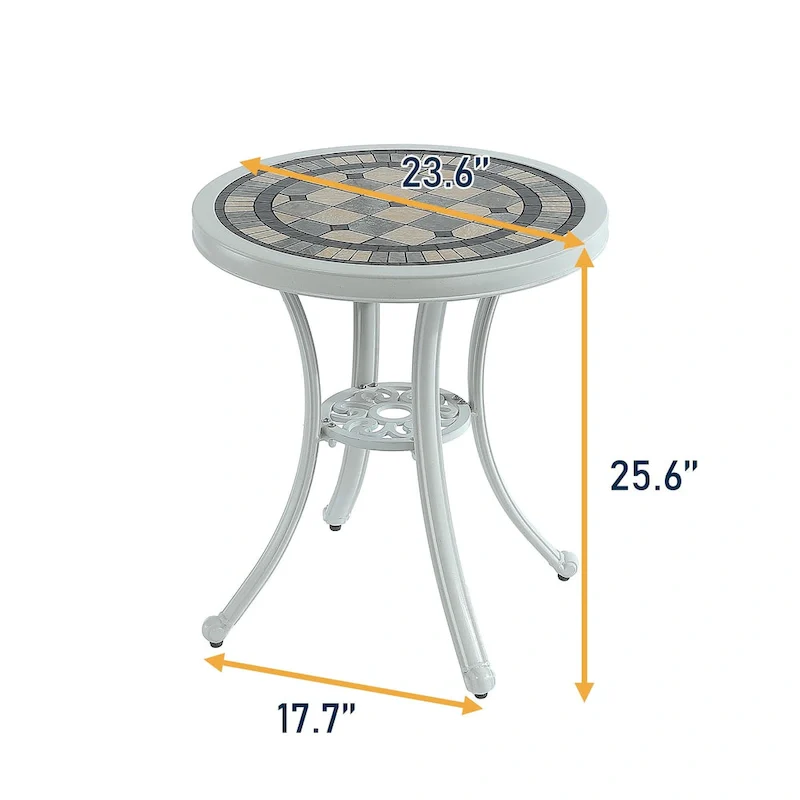 Round Cast Aluminum Patio Table Outdoor Bistro Table