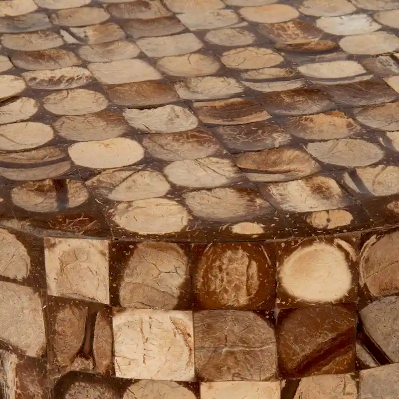 Round Coconut Shell Mosaic Accent Table by East at Main