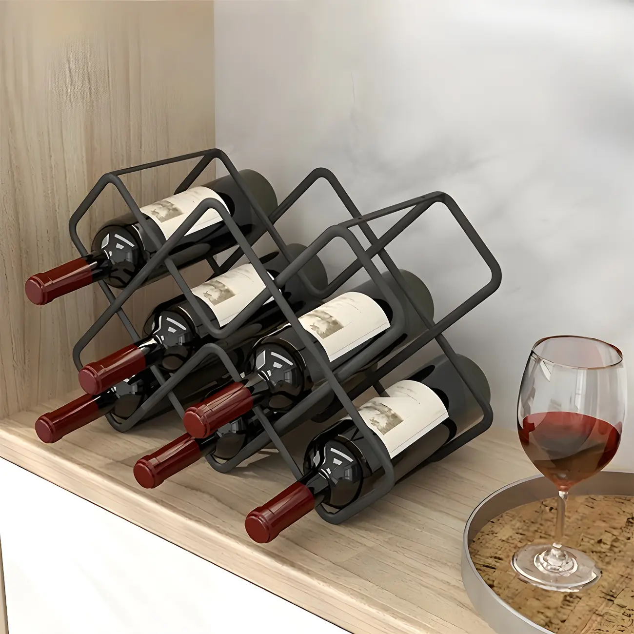 Tabletop Gold Metal Stackable Wine Bottle Rack