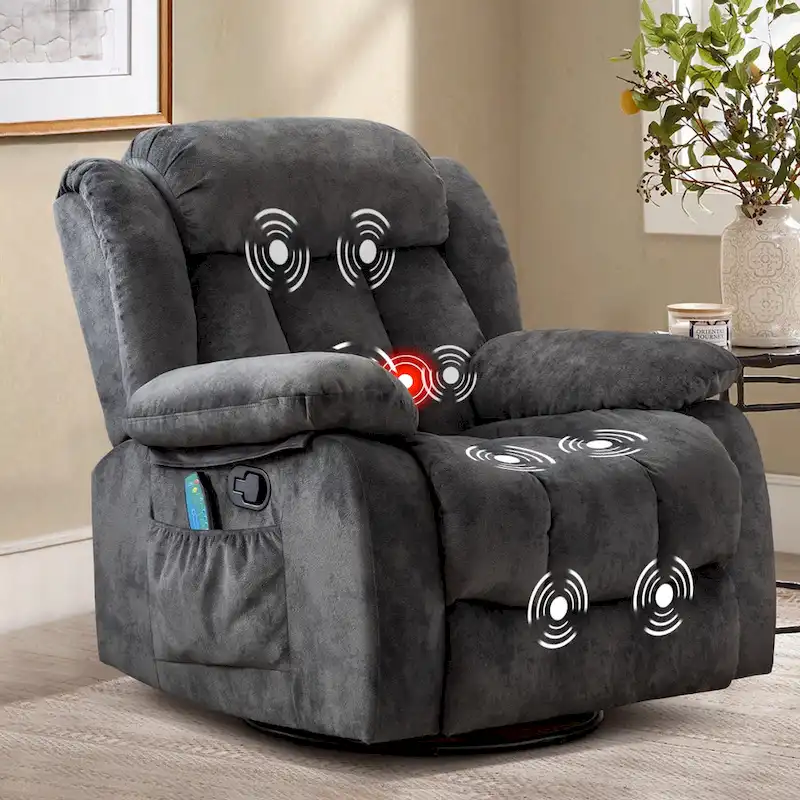 Fabric Manual Recliner with Massage and Heat