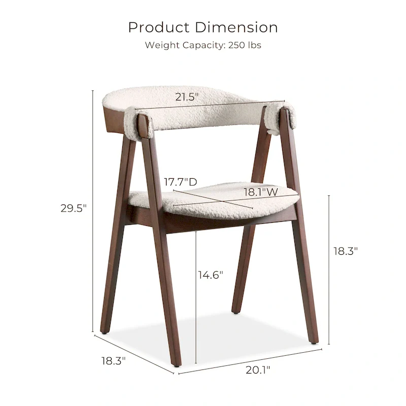 Furniture of America Shaw Mid-century Boucle Wood Dining Chairs (Set of 2)
