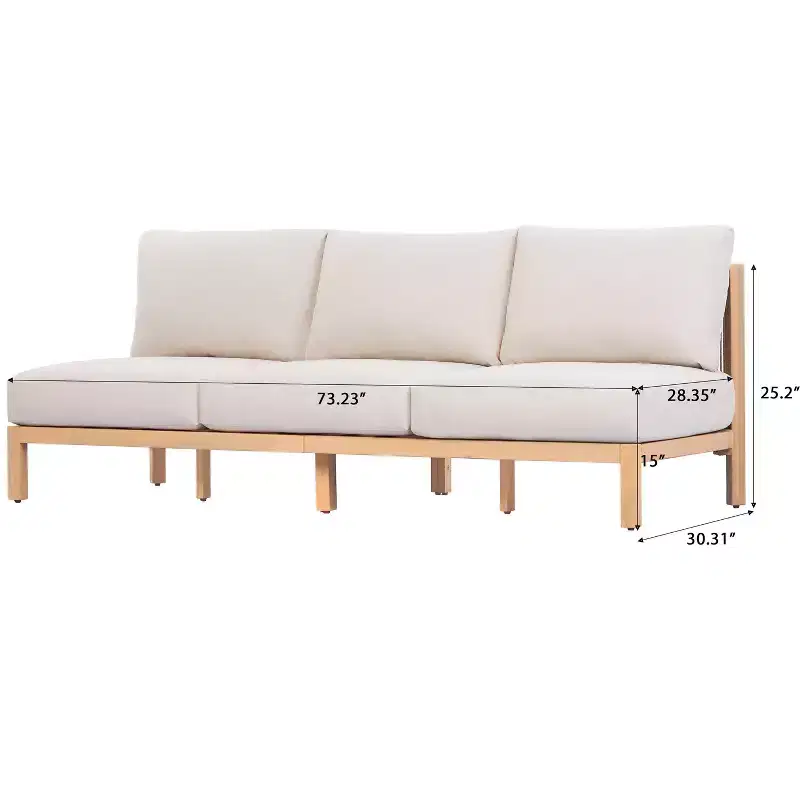 Christopher Knight Home Fabienne 73.23'' Modern Patio Acacia Wood 3-Seater Sofa with Woven Rope Backrest