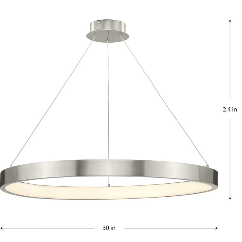 Inverse LED Collection Modern Brushed Nickel Pendant - 30 in x 30 in x 2.4 in