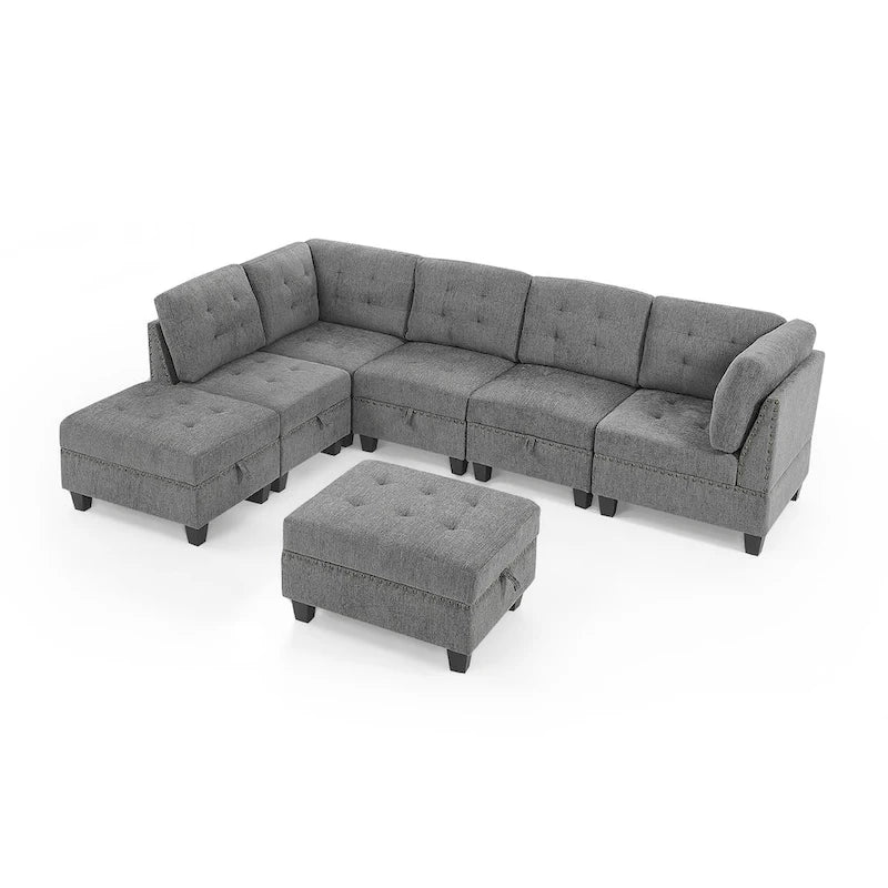 DIY Combination Modular Sectional Sofa, Gray